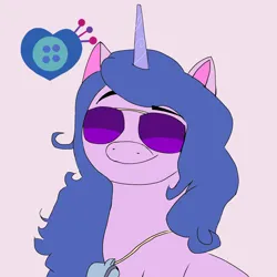 Size: 3840x3840 | Tagged: safe, artist:blankbookng, derpibooru import, izzy moonbow, unicorn, g5, my little pony: make your mark, cute, cutie mark, glasses, horn, image, my little pony: make your mark chapter 4, png, referee izzy moonbow, simple background, smiling, the jinxie games, whistle