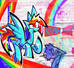 Size: 832x767 | Tagged: safe, artist:yl0w, derpibooru import, rainbow dash, pegasus, pony, eye clipping through hair, image, open mouth, open smile, png, smiling, solo, spread wings, wings