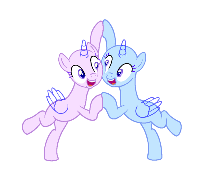 Size: 1020x944 | Tagged: safe, artist:dazzle, derpibooru import, pony, base, duo, female, g4, image, mare, ms paint friendly, pair, png, simple background, transparent background