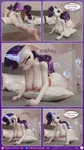 Size: 2160x3840 | Tagged: explicit, artist:flutterpink_3d, derpibooru import, rarity, anthro, plantigrade anthro, unicorn, comic:a common rarity's winter day, 3d, ass, barefoot, bed, bedroom, blender, blender cycles, breasts, busty rarity, butt, casual nudity, clothes, comic, corset, feet, g4, glow, glowing horn, hand, horn, image, lying down, magic, mirror, nail polish, nipples, nudity, penis, pillow, pink nipples, png, rearity, sideboob, solo, speech bubble, toenail polish, upside down, watermark, winter
