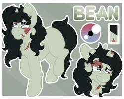Size: 2500x2000 | Tagged: safe, artist:euspuche, derpibooru import, oc, oc:bean, unofficial characters only, pony, undead, unicorn, zombie, zombie pony, broken horn, female, horn, image, png, reference sheet, scar