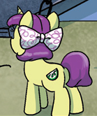 Size: 139x166 | Tagged: safe, derpibooru import, idw, pony, unicorn, spoiler:comic, spoiler:comicm08, bow, female, filly, foal, g4, hair bow, horn, image, lime slice, png, solo