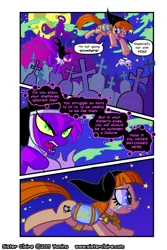 Size: 600x900 | Tagged: safe, artist:yamino, derpibooru import, oc, oc:sister claire, ponified, earth pony, pony, rabbit, unicorn, animal, comic, crossover, crucifix, crying, duo, g4, gravestone, graveyard, horn, image, jpeg, nun, sister claire, watergun