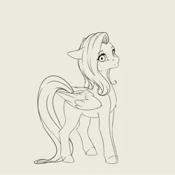 Size: 4000x4000 | Tagged: safe, artist:miokomata, derpibooru import, fluttershy, pegasus, pony, female, floppy ears, freckles, freckleshy, grayscale, image, jpeg, lineart, looking at you, mare, monochrome, simple background, solo, white background