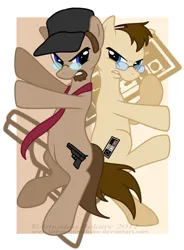 Size: 1011x1377 | Tagged: dead source, safe, artist:immortaltanuki, derpibooru import, ponified, earth pony, pony, angry video game nerd, facial hair, glasses, gun, hat, image, jpeg, male, necktie, nintendo entertainment system, nostalgia critic, pen, stallion, tgwtg, weapon