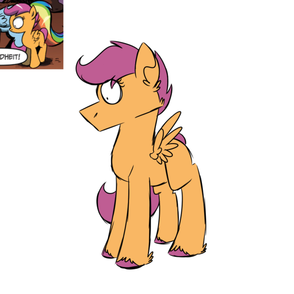 Size: 900x900 | Tagged: safe, artist:fuckomcfuck, derpibooru import, idw, scootaloo, pegasus, derpibooru exclusive, image, png, redraw, simple background, solo, transparent background