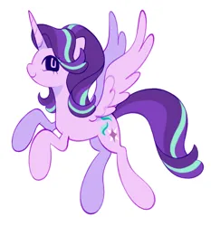 Size: 1906x2048 | Tagged: safe, artist:risswm, derpibooru import, starlight glimmer, alicorn, pony, alicornified, female, flying, image, mare, png, race swap, simple background, smiling, solo, spread wings, starlicorn, white background, wings, xk-class end-of-the-world scenario