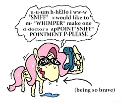 Size: 1665x1389 | Tagged: safe, artist:punkittdev, derpibooru import, fluttershy, pegasus, pony, arrow, dialogue, female, g4, horsecomix, image, mare, nervous sweat, phone, png, simple background, solo, speech bubble, sweat, text, wavy mouth, white background, wing hold, wings, wobbling