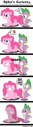 Size: 1000x3764 | Tagged: safe, artist:zutheskunk, banned from derpibooru, deleted from derpibooru, pinkie pie, spike, dragon, earth pony, pony, balloon, balloon popping, bloodshot eyes, comic, cutie mark, duo, female, g4, glare, grin, image, male, mare, nervous, nervous grin, now you fucked up, pinkamena diane pie, png, popping, prone, smiling, this will end in tears