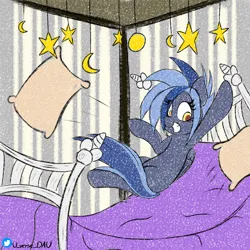 Size: 3072x3072 | Tagged: safe, artist:juniverse, derpibooru import, oc, oc:pixi, pegasus, pony, bed, bedroom, commission, fun, happy, image, jumping, jumping on bed, pillow, png, solo, stars