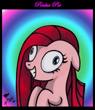 Size: 400x461 | Tagged: safe, artist:kantayeni, derpibooru import, pinkie pie, earth pony, derp face, g4, image, insanity, jpeg, pinkamena diane pie, solo, straight hair