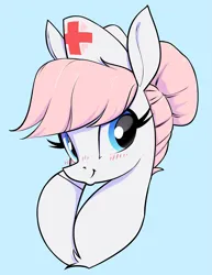 Size: 1427x1852 | Tagged: safe, artist:aquaticvibes, derpibooru import, nurse redheart, earth pony, pony, blushing, bust, female, g4, image, mare, png, portrait, solo