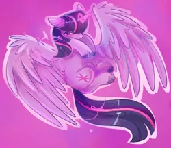 Size: 2000x1724 | Tagged: safe, artist:jezebel_remedy, derpibooru import, twilight sparkle, twilight sparkle (alicorn), alicorn, pony, female, g4, horn, image, large wings, magic, mare, pink background, png, simple background, solo, spread wings, unshorn fetlocks, wings