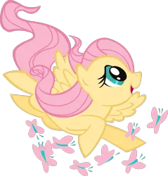 Size: 2159x2260 | Tagged: safe, derpibooru import, official, screencap, fluttershy, butterfly, insect, pegasus, pony, the cutie mark chronicles, .svg available, animation error, female, flying, g4, high res, image, mare, open mouth, open smile, png, simple background, smiling, solo, stock vector, transparent background, vector