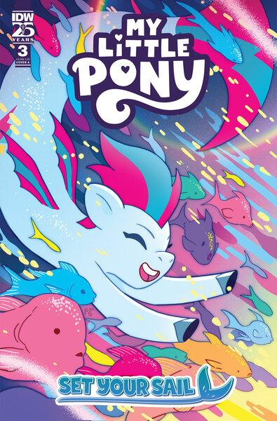 Size: 2063x3131 | Tagged: safe, artist:paulina ganucheau, derpibooru import, idw, zipp storm, fish, merpony, pegasus, pony, seapony (g4), g5, my little pony: tell your tale, spoiler:comic, spoiler:g5, spoiler:g5comic, bubble, cloven hooves, comic, comic cover, coral, crepuscular rays, dorsal fin, eyes closed, female, fin, fin wings, fins, fish tail, flowing mane, flowing tail, happy, high res, image, jpeg, mare, ocean, open mouth, open smile, rainbow, scales, seaponified, seapony zipp storm, seaweed, smiling, solo, species swap, swimming, tail, teeth, underwater, water, wings