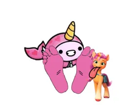 Size: 370x320 | Tagged: safe, derpibooru import, sunny starscout, earth pony, pony, unicorn, g5, my little pony: tell your tale, leak, spoiler:g5, spoiler:my little pony: tell your tale, female, horn, image, jpeg, simple background, solo, solo female, tongue out, white background