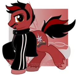 Size: 1183x1148 | Tagged: dead source, safe, artist:immortaltanuki, derpibooru import, ponified, earth pony, pony, 2011, angry joe, clothes, facial hair, image, jacket, jpeg, looking at you, male, moustache, raised hoof, smiling, smirk, solo, stallion, tgwtg, unshorn fetlocks