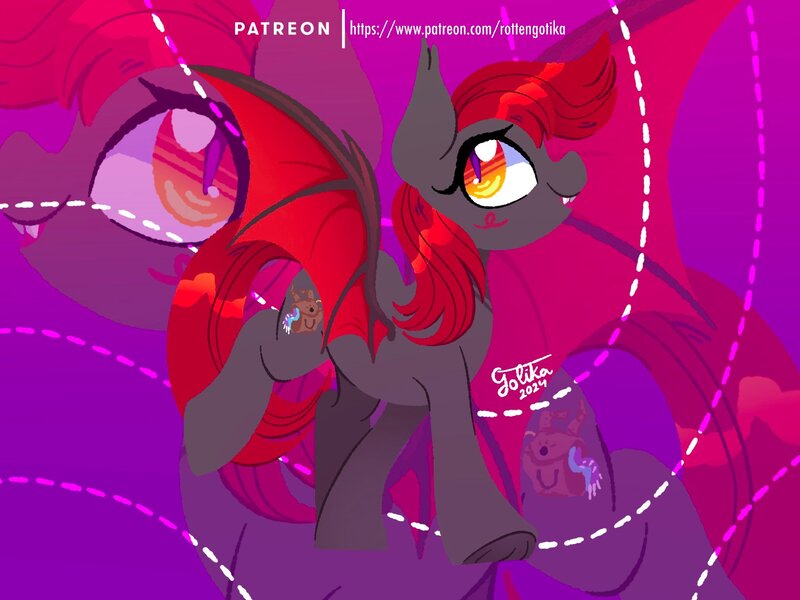 Size: 2048x1535 | Tagged: safe, artist:rottengotika, derpibooru import, oc, unofficial characters only, bat pony, pony, bat pony oc, bat wings, image, jpeg, solo, wings