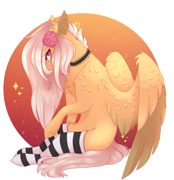 Size: 2402x2496 | Tagged: safe, artist:pixelberrry, derpibooru import, oc, oc:linh, pegasus, pony, choking, clothes, ear piercing, earring, female, flower, flower in hair, image, jewelry, mare, piercing, png, socks, solo, striped socks
