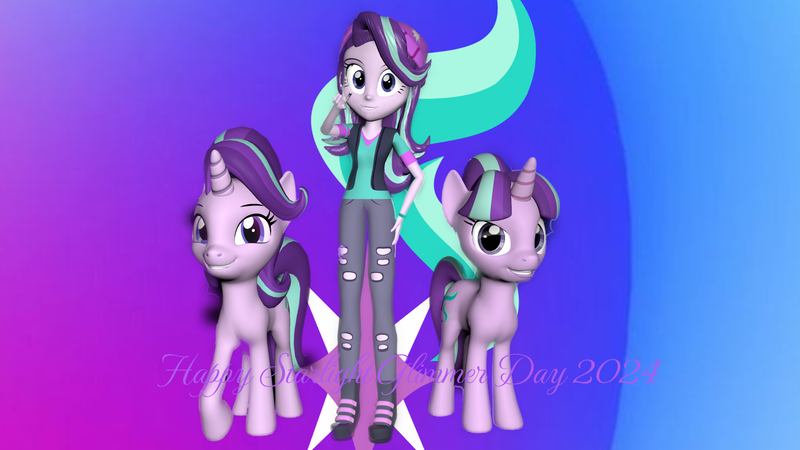 Size: 2048x1152 | Tagged: safe, artist:gaelgaming1, derpibooru import, starlight glimmer, human, unicorn, equestria girls, 3d, equestria girls-ified, female, g4, horn, image, png, solo, source filmmaker