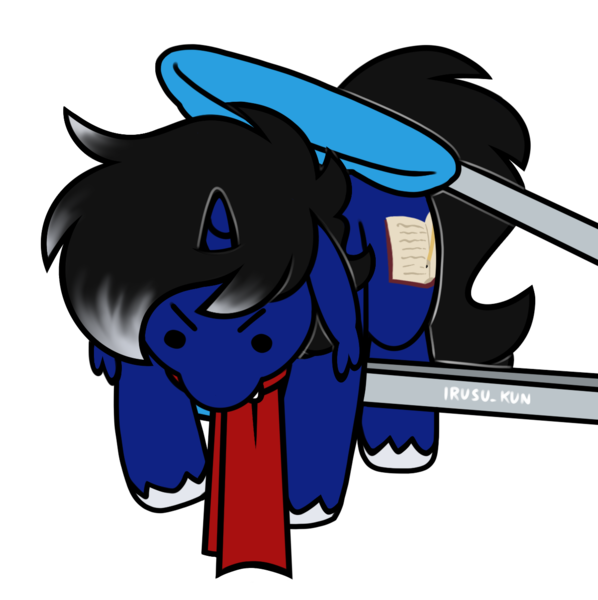 Size: 1286x1291 | Tagged: safe, artist:lrusu, derpibooru import, oc, oc:night reader, unofficial characters only, bat pony, hybrid, unicorn, clothes, commission, grumpy, horn, image, png, scarf, simple background, smol, tongs, unshorn fetlocks, ych result