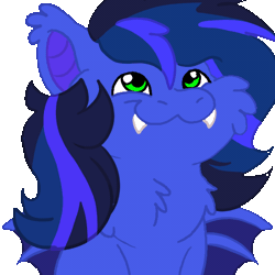 Size: 600x600 | Tagged: safe, artist:euspuche, derpibooru import, oc, oc:guard cobalt flash, unofficial characters only, bat pony, animated, bat pony oc, bat wings, commission, cute, fangs, gif, image, meme, pop cat, simple background, transparent background, wings, ych result