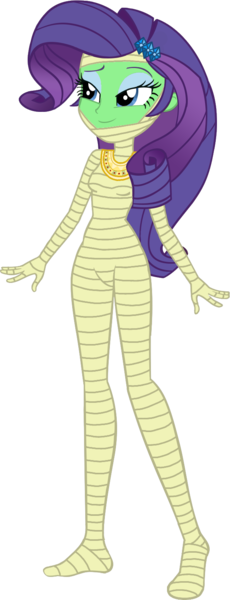 Size: 599x1561 | Tagged: safe, artist:invisibleink, derpibooru import, rarity, equestria girls, bandage, female, g4, green skin, hairpin, halloween, holiday, image, monster, mummy, png, simple background, transparent background