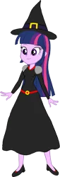 Size: 618x1828 | Tagged: safe, artist:invisibleink, derpibooru import, twilight sparkle, equestria girls, clothes, dress, female, g4, halloween, hat, high heels, holiday, image, monster, png, shoes, simple background, solo, transparent background, witch, witch hat