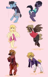 Size: 2480x4020 | Tagged: suggestive, artist:auroramint, derpibooru import, oc, oc:golden melody, oc:mellow murmur, oc:sapphire moonlight, oc:shining star, oc:sky strummer, oc:wild tempo, unofficial characters only, earth pony, pegasus, pony, semi-anthro, unicorn, bipedal, clothes, desperation, dress, embarrassed, eyes closed, female, fetish, high res, horn, image, male, mare, need to pee, omorashi, panties, pants, pissing, png, potty emergency, potty time, shorts, simple background, stallion, underwear, urine, watersports, wetting