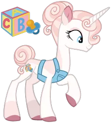 Size: 1214x1349 | Tagged: safe, artist:strawberry-spritz, derpibooru import, oc, pony, unicorn, apron, clothes, female, horn, image, mare, offspring, parent:fleur-de-lis, parent:prince blueblood, parents:fleur-de-blueblood, png, simple background, solo, transparent background