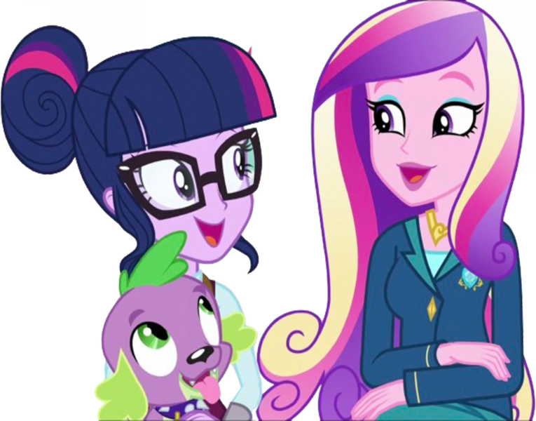 Size: 3211x2520 | Tagged: safe, derpibooru import, edit, edited screencap, editor:homersimpson1983, screencap, princess cadance, sci-twi, spike, spike the regular dog, twilight sparkle, dog, human, equestria girls, background removed, clothes, dean cadance, female, g4, glasses, image, male, not a vector, png
