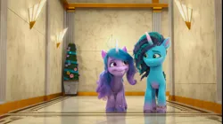 Size: 1284x720 | Tagged: safe, derpibooru import, screencap, izzy moonbow, pony, unicorn, g5, my little pony: make your mark, spoiler:g5, spoiler:my little pony: make your mark, spoiler:my little pony: make your mark chapter 5, spoiler:mymc05e01, bracelet, cute, cutie blossom bash, duo, duo female, female, friendship bracelet, horn, image, izzybetes, jewelry, misty brightdawn, mistybetes, my little pony: make your mark chapter 5, plant, png, zephyr heights