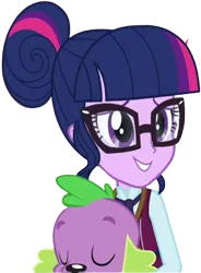 Size: 1854x2520 | Tagged: safe, derpibooru import, edit, edited screencap, editor:homersimpson1983, screencap, sci-twi, spike, spike the regular dog, twilight sparkle, dog, equestria girls, friendship games, background removed, clothes, g4, glasses, image, not a vector, png, solo