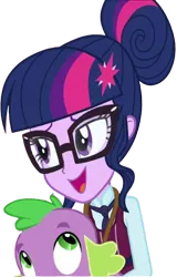 Size: 1613x2520 | Tagged: safe, derpibooru import, edit, edited screencap, editor:homersimpson1983, screencap, sci-twi, spike, spike the regular dog, twilight sparkle, dog, equestria girls, friendship games, background removed, clothes, female, g4, glasses, image, male, not a vector, png