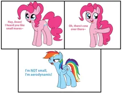 Size: 3000x2284 | Tagged: safe, artist:axlearts, derpibooru import, pinkie pie, rainbow dash, earth pony, pegasus, pony, annoyed, comic, dialogue, female, high res, image, mare, open mouth, open smile, png, pointing, smiling, smol