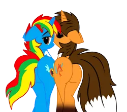 Size: 827x731 | Tagged: suggestive, artist:shieldwingarmorofgod, derpibooru import, oc, oc:ej, oc:shield wing, alicorn, butt, butt focus, duo, duo male, gay, image, male, png, shipping, simple background, transparent background