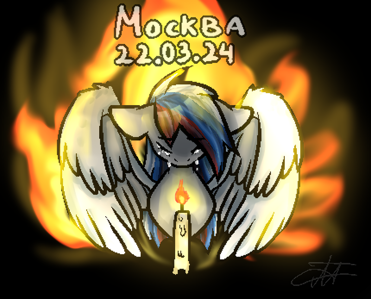 Size: 860x694 | Tagged: safe, artist:deadsmoke, derpibooru import, oc, oc:marussia, ponified, pegasus, pony, candle, crying, current events, cyrillic, fire, image, nation ponies, png, russia, russian, sad, solo, vent art