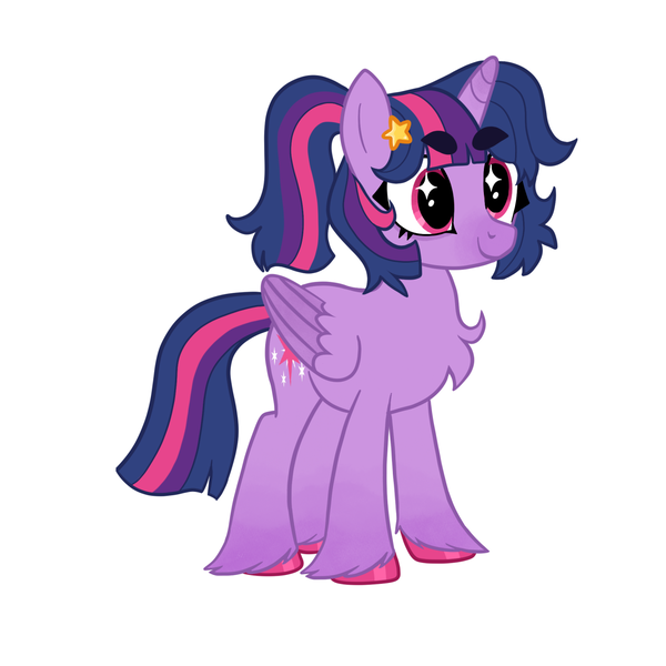 Size: 1280x1280 | Tagged: safe, artist:bunnykitty13, artist:scenebunny, artist:scenesonic, derpibooru import, edit, part of a set, vector edit, twilight sparkle, twilight sparkle (alicorn), alicorn, pony, alternate eye color, alternate hairstyle, chest fluff, colored hooves, colored muzzle, colored wings, colored wingtips, cutie mark eyes, eyebrows, eyebrows visible through hair, eyelashes, female, folded wings, g4, gradient horn, gradient legs, hairclip, horn, image, long tail, mare, multicolored mane, multicolored tail, pink eyes, png, ponytail, shiny hoof, short mane, simple background, smiling, solo, spasrkly eyes, tail, tied mane, two toned wings, unicorn horn, unshorn fetlocks, vector, white background, wingding eyes, wings