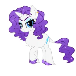 Size: 1280x1280 | Tagged: safe, artist:bunnykitty13, artist:scenebunny, artist:scenesonic, derpibooru import, edit, part of a set, vector edit, rarity, pony, unicorn, alternate design, beauty mark, blue eyes, bridge piercing, chest fluff, curly mane, curly tail, cutie mark eyes, ear fluff, ear piercing, earring, eyeshadow, female, g4, horn, image, jewelry, leonine tail, lidded eyes, long mane, long tail, makeup, mare, narrowed eyes, piercing, png, purple mane, purple tail, redesign, shiny hoof, simple background, smiling, solo, sparkly mane, sparkly tail, standing, tail, unicorn horn, unshorn fetlocks, vector, white background, white coat, wingding eyes