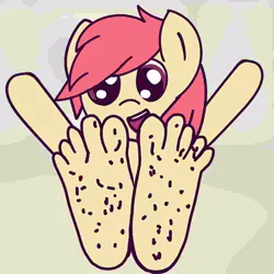 Size: 1000x1000 | Tagged: safe, ponerpics import, sunbeam, insect, pony, ants, ants on feet, feet, feet up, female, foot focus, image, jpeg, raised hoof, raised hooves, smiling, smiling at you, sunnyfeetfan