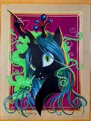 Size: 1536x2048 | Tagged: safe, artist:andypriceart, derpibooru import, queen chrysalis, changeling, changeling queen, pony, bust, female, image, jpeg, mare, solo, traditional art