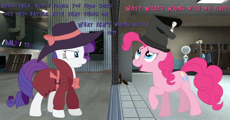 Size: 1360x712 | Tagged: safe, derpibooru import, pinkie pie, rarity, /mlp/ tf2 general, image, png, team fortress 2