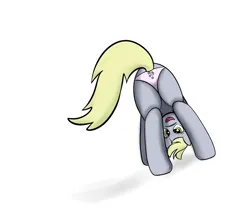 Size: 1450x1206 | Tagged: suggestive, artist:jailbait, derpibooru import, derpy hooves, pegasus, pony, bent over, butt, clothes, g4, image, open mouth, panties, plot, png, simple background, solo, underwear, white background