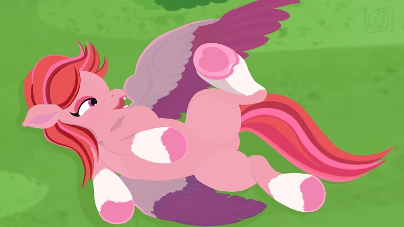 Size: 1920x1080 | Tagged: safe, artist:sdfabian, pegasus, heart hoof, image, jpeg, looking up, mare, solo, windy (g5), wings