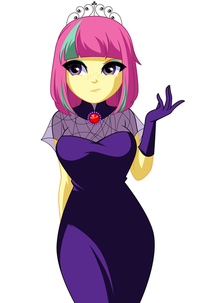 Size: 1333x1966 | Tagged: safe, artist:rosemile mulberry, derpibooru import, sour sweet, human, equestria girls, 2d, breasts, eyeshadow, female, freckles, g4, image, jewelry, makeup, png, regalia, simple background, solo, white background