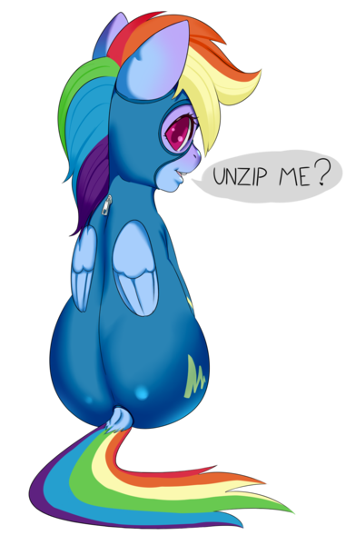 Size: 1080x1654 | Tagged: safe, artist:zettaidullahan, derpibooru import, rainbow dash, pegasus, pony, butt, clothes, colored pupils, dialogue, dock, female, folded wings, image, looking at you, looking back, looking back at you, looking over shoulder, mare, open mouth, open smile, plot, png, rainbutt dash, rear view, shiny, simple background, sitting, skintight clothes, smiling, smiling at you, solo, speech bubble, tail, talking to viewer, transparent background, uniform, wings, wonderbolts uniform, zipper