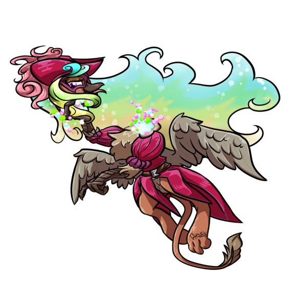 Size: 5000x5000 | Tagged: safe, artist:ghouleh, derpibooru import, oc, unofficial characters only, gryphon, :p, clothes, detachable head, ethereal mane, feathered hat, female, image, mask, modular, png, tongue out, wings