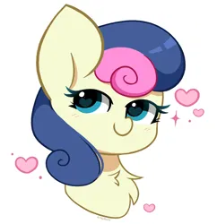 Size: 3217x3319 | Tagged: safe, artist:kittyrosie, derpibooru import, bon bon, sweetie drops, earth pony, pony, adorabon, bust, chest fluff, cute, female, heart, image, mare, png, simple background, solo, white background