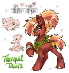 Size: 2658x2808 | Tagged: safe, artist:opalacorn, derpibooru import, oc, oc:tranquil trails, earth pony, pony, bandage, bandaged leg, bandaid, bandaid on nose, bandana, crowd, female, hair over one eye, heart, image, jpeg, lidded eyes, looking at you, mare, open mouth, open smile, simple background, smiling, smiling at you, solo focus, white background