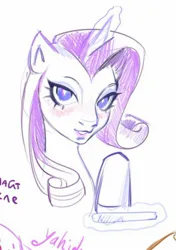 Size: 1080x1537 | Tagged: safe, artist:yahidna, derpibooru import, rarity, pony, unicorn, horn, image, jpeg, sketch, solo